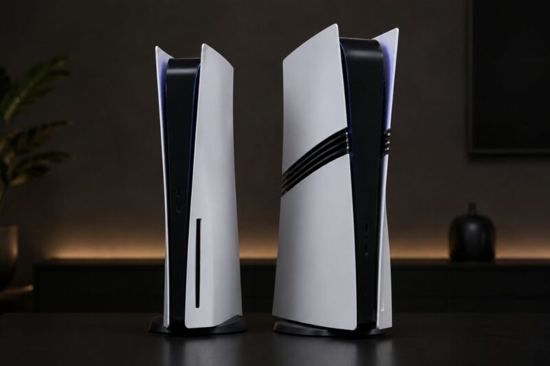 PS5 Pro ili PS5 Slim i u pozadini televizor